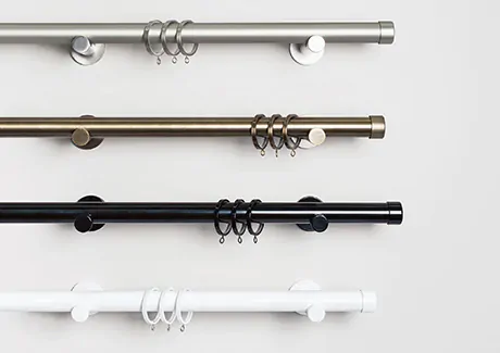 A product image of Acero Hardware shows all the colors for use in dining room curtain ideas