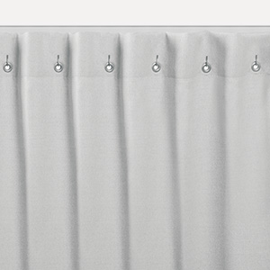 A product image of Cubicle Drapery shows the soft waves of fabric for one pleat style for sliding glass door curtain ideas