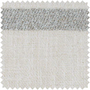 A swatch of Victoria Hagan's Lily in Silver shows the soft grey stripe for contemporary dining room curtain ideas