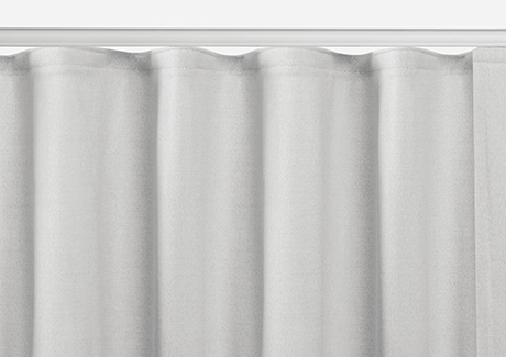 A product image of Ripple Fold Drapery shows the soft S-curves of one pleat style for sliding glass door curtain ideas