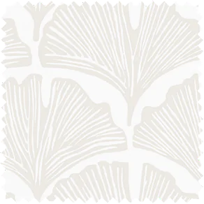 A swatch of Feather Palm in Waverly White shows the gingko-leaf design and soft off-white coloring of the pattern